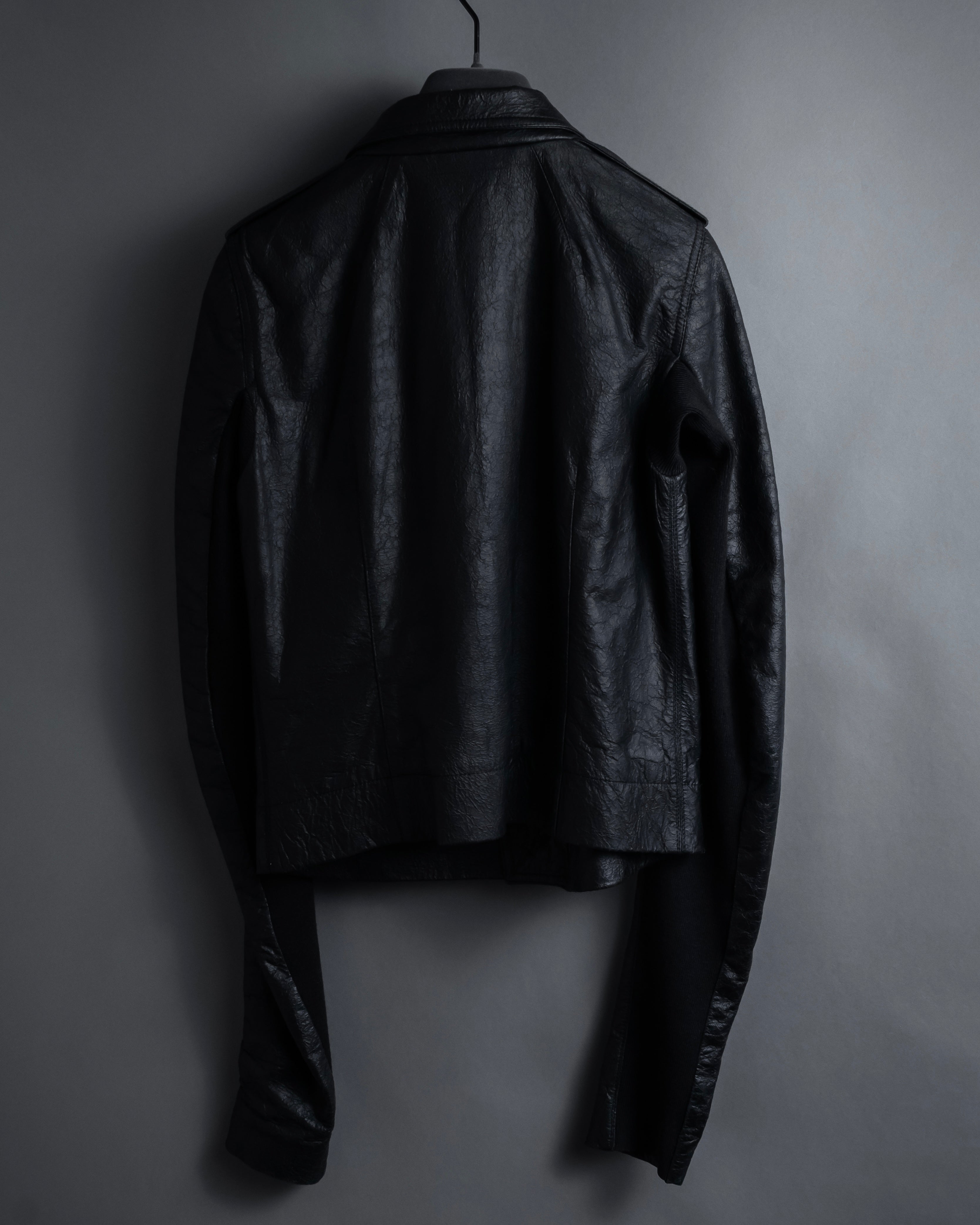 -SPECIAL- "Rick Owens" 15AW Beautiful wrinkles front zip leather jacket