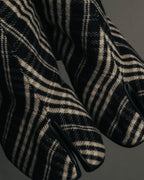 -SPECIAL- "Maison Margiela"2015's Tabi striped fabric ankle boots