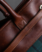 "Ralph Lauren" Blackwatch check canvas leather combination bag