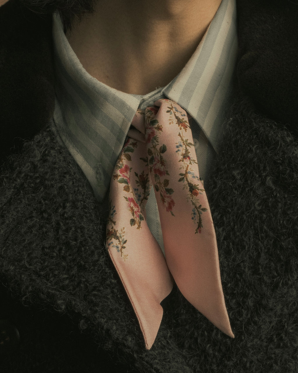 -SPECIAL- "GUCCI" Michele design floral print silk twilly scarf