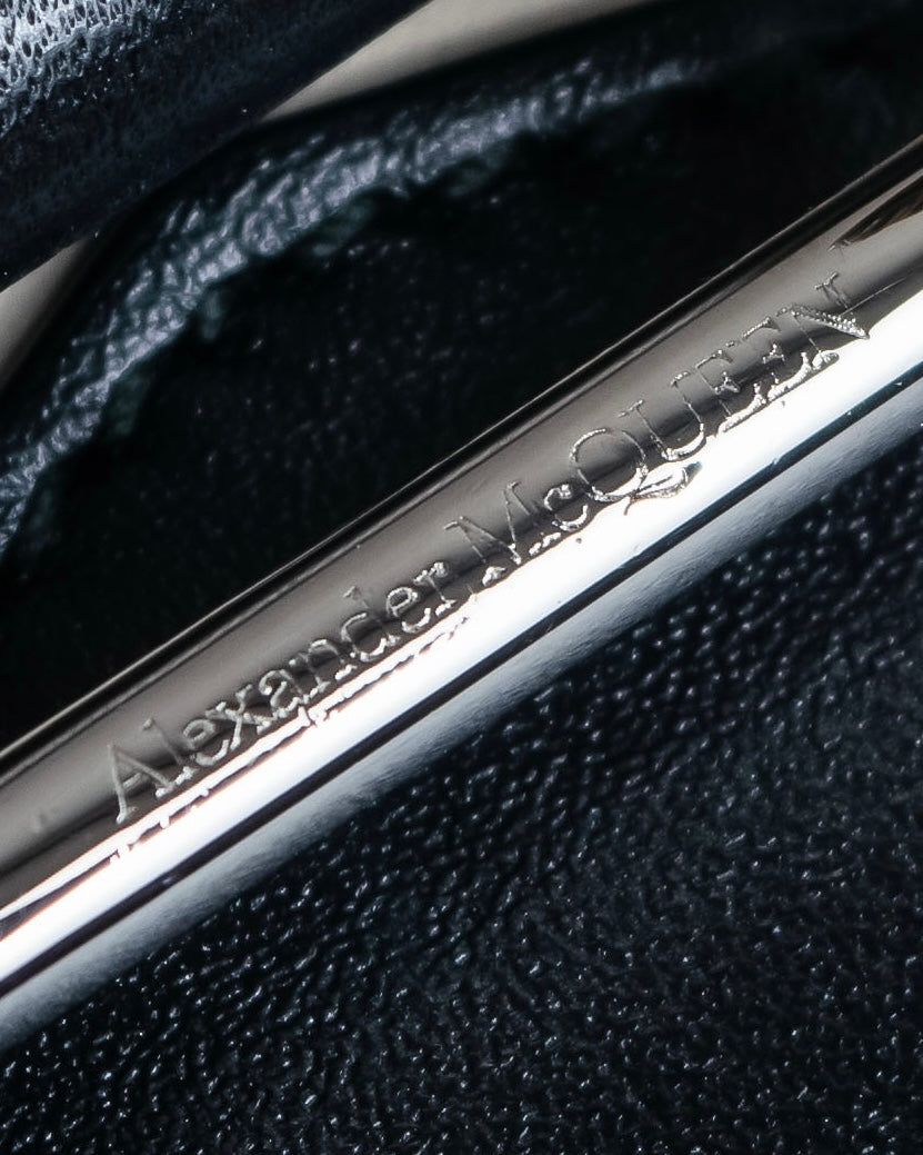 "Alexandar McQueen" Two-tone crystal clasp leather shoulder wallet