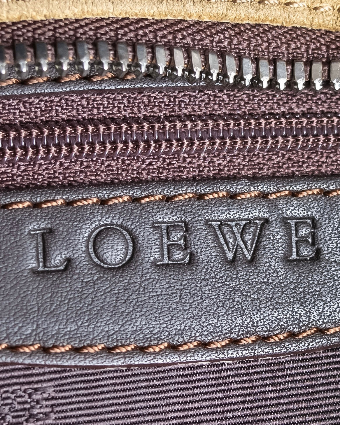 "LOEWE" Anagram logo engraved suede leather tote bag