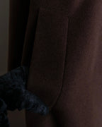 "BURBERRYS" Fly front deep brown soutien collar super long coat