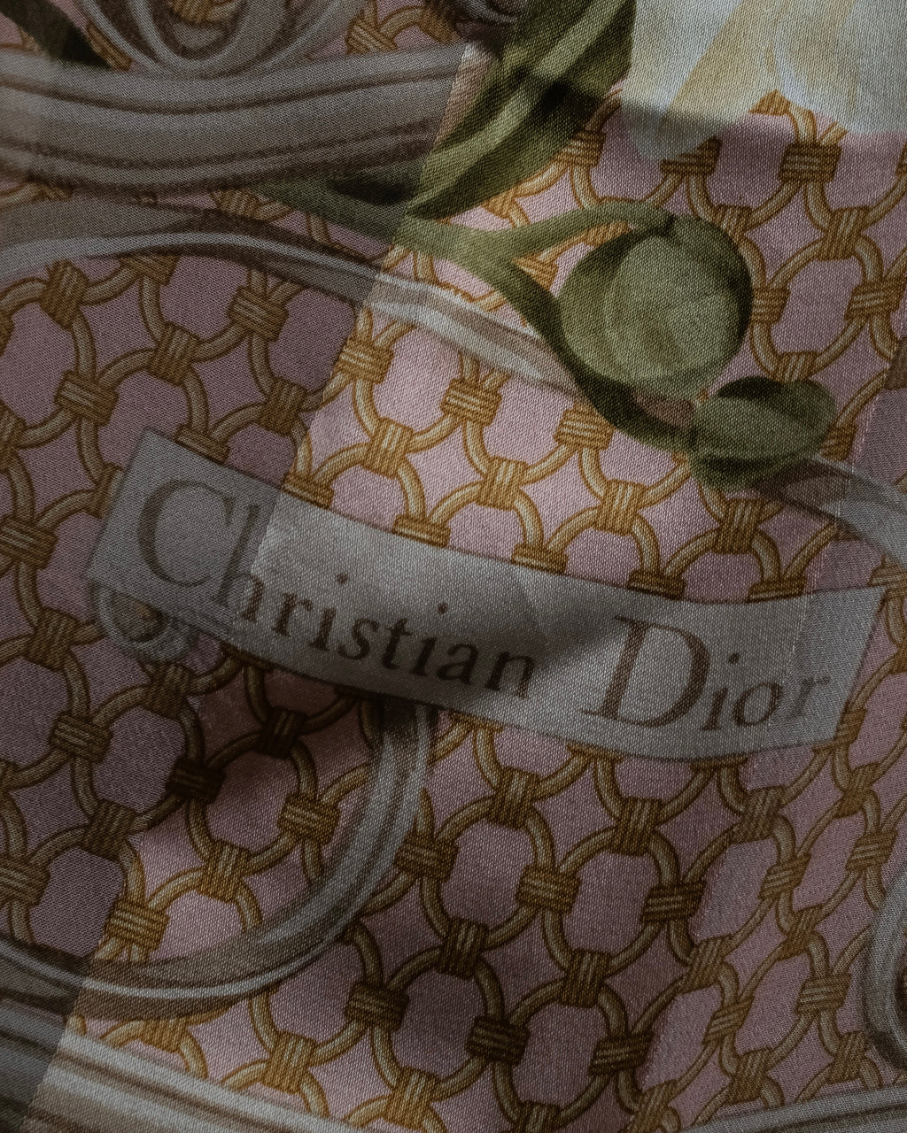 "Christian Dior" Geometric＆arabesque motif silk scarf