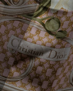 "Christian Dior" Geometric＆arabesque motif silk scarf