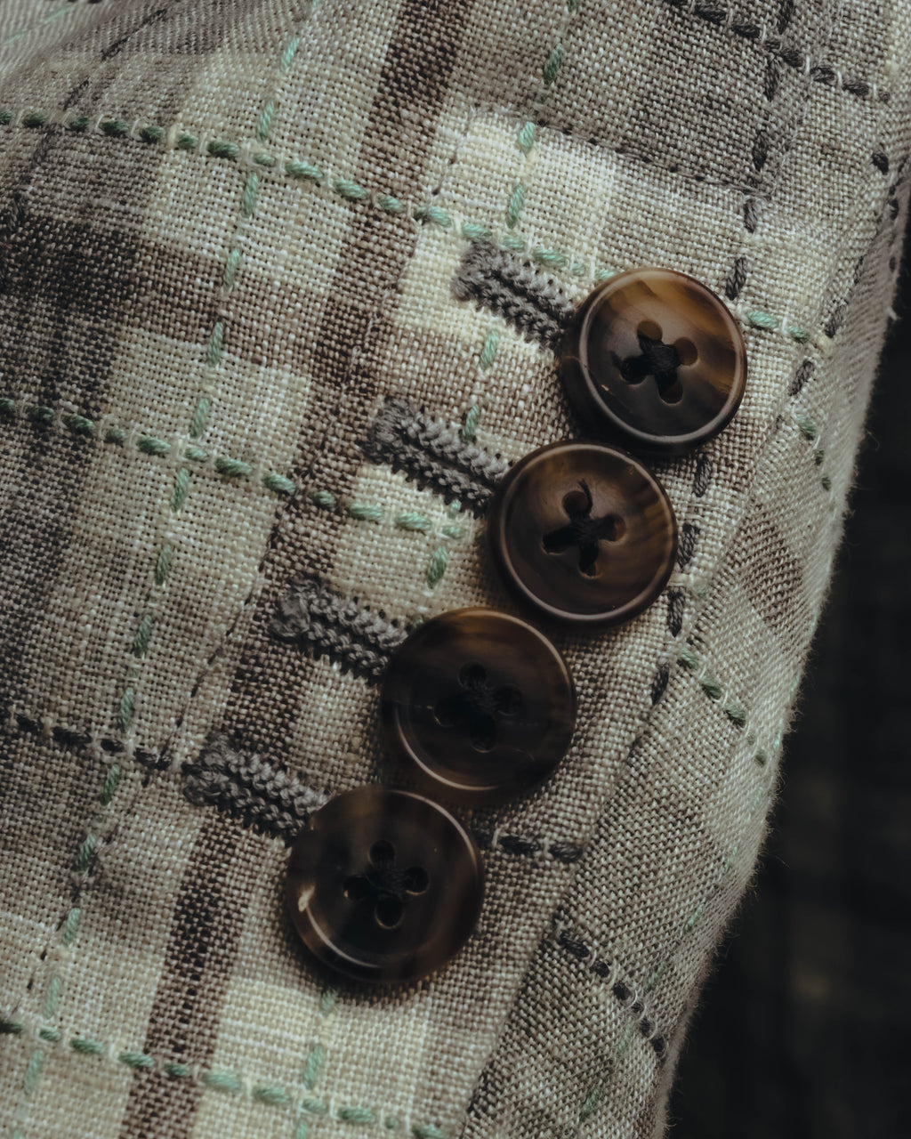 -SPECIAL- "Hermès" 10's Textured linen blend check blazer