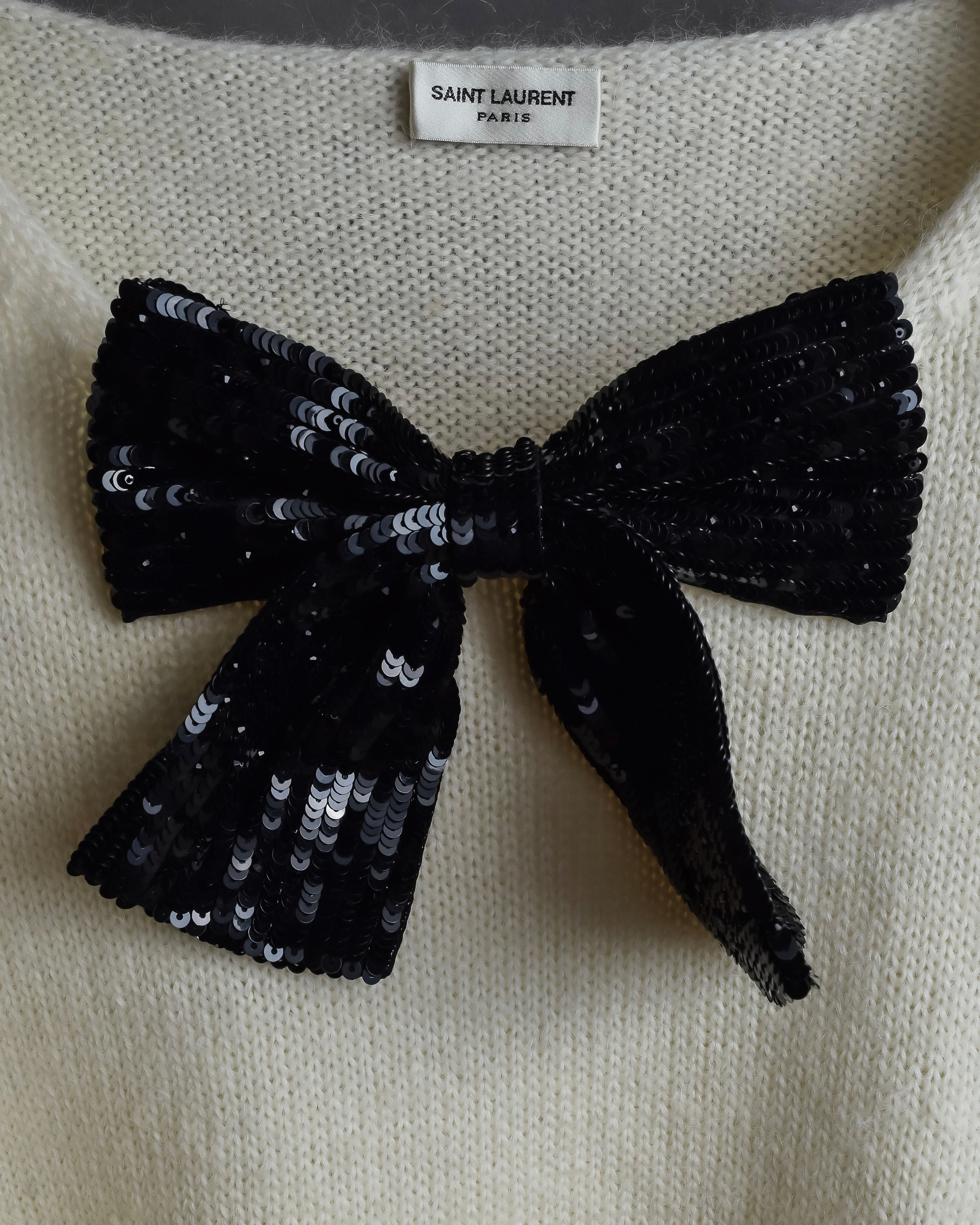 "Saint Laurent" Sequin ribbon design shoulder structure knit