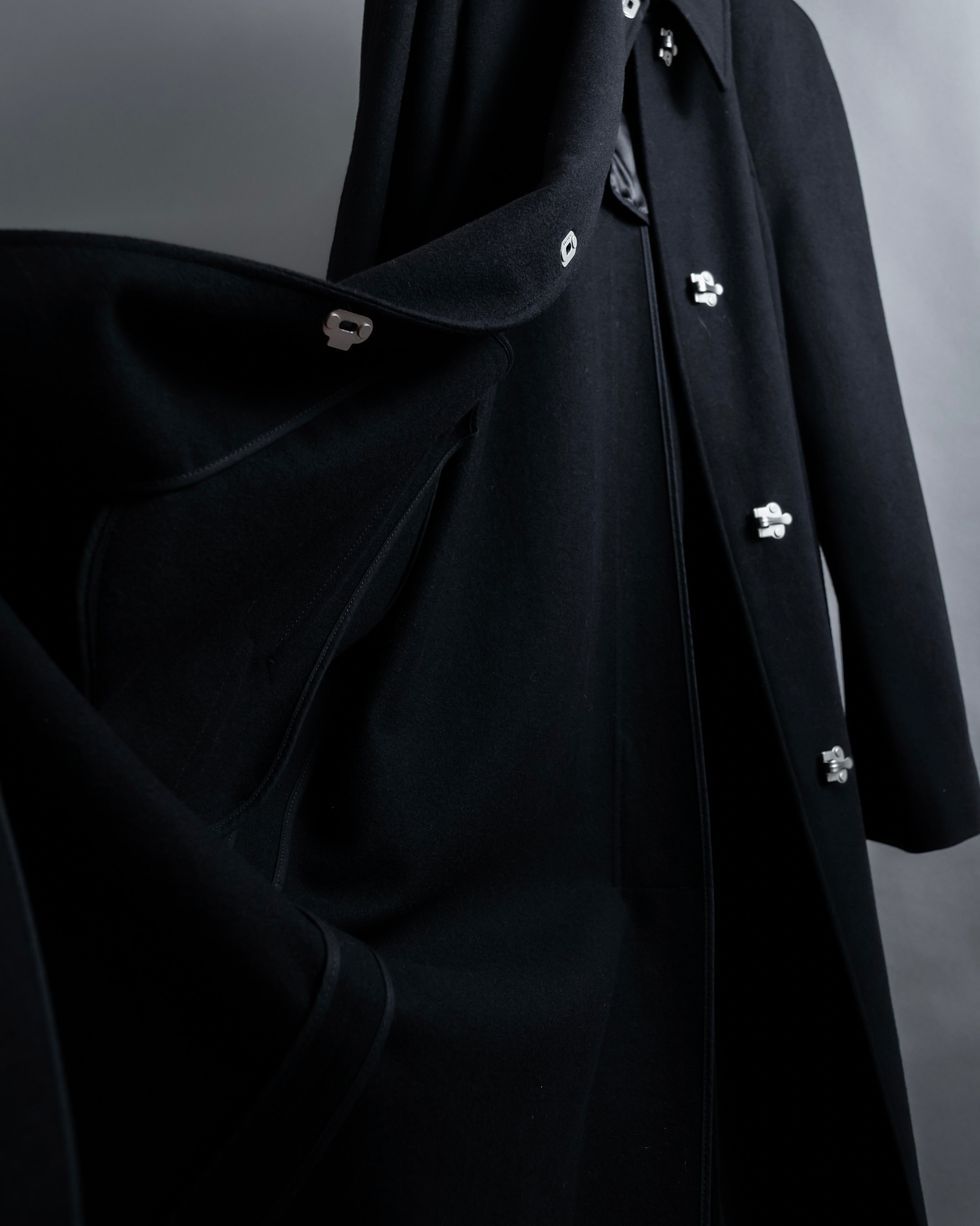 "CELINE" Hedi Slimane period metal buckle design long coat