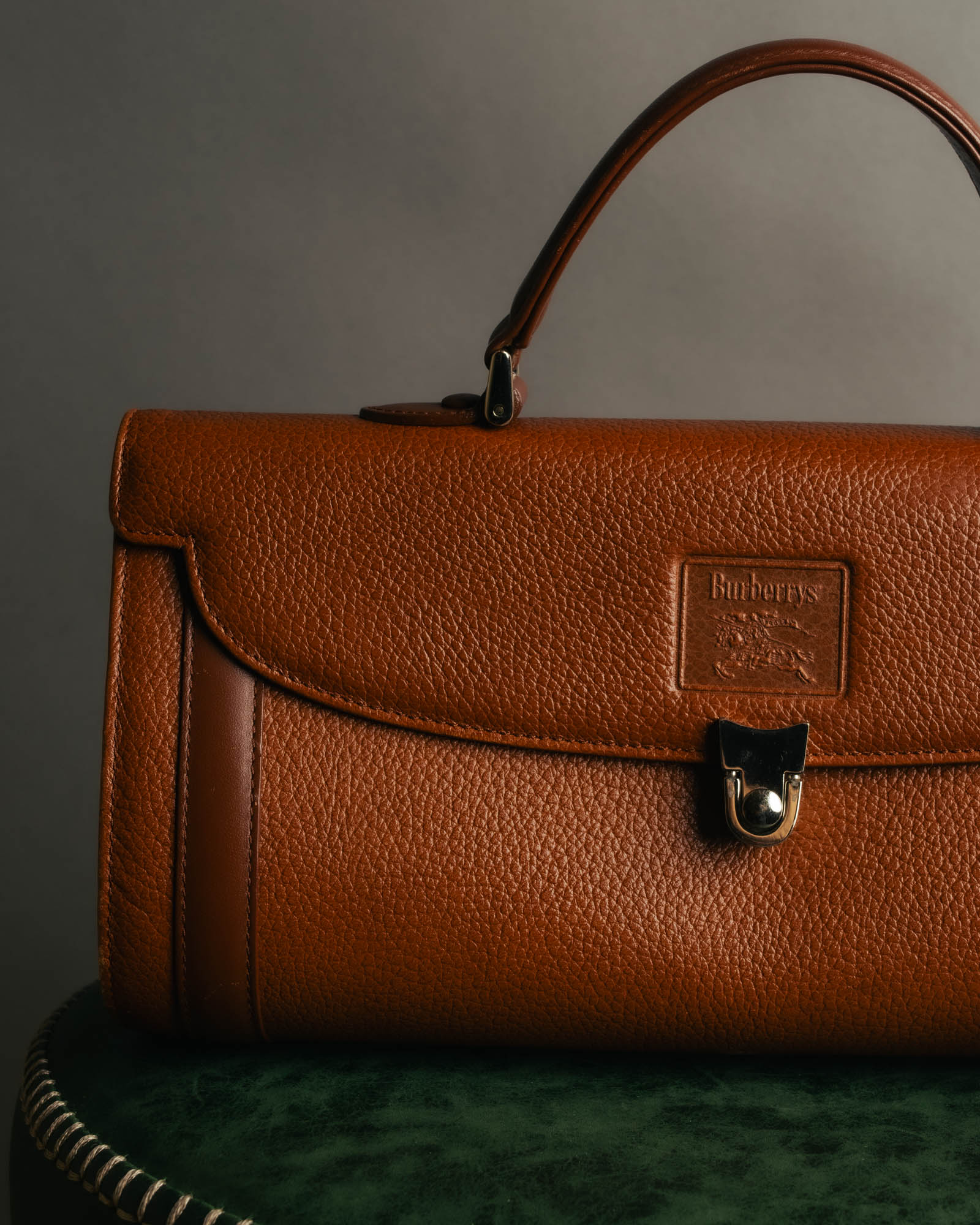 "Burberrys" 80's-90's Classic grained leather top handle handbag