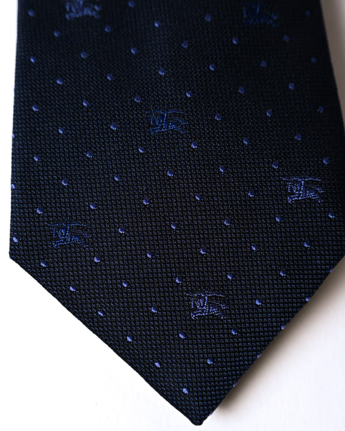 BURBERRY/ Horse Logo and Dot Designed Tie Navy