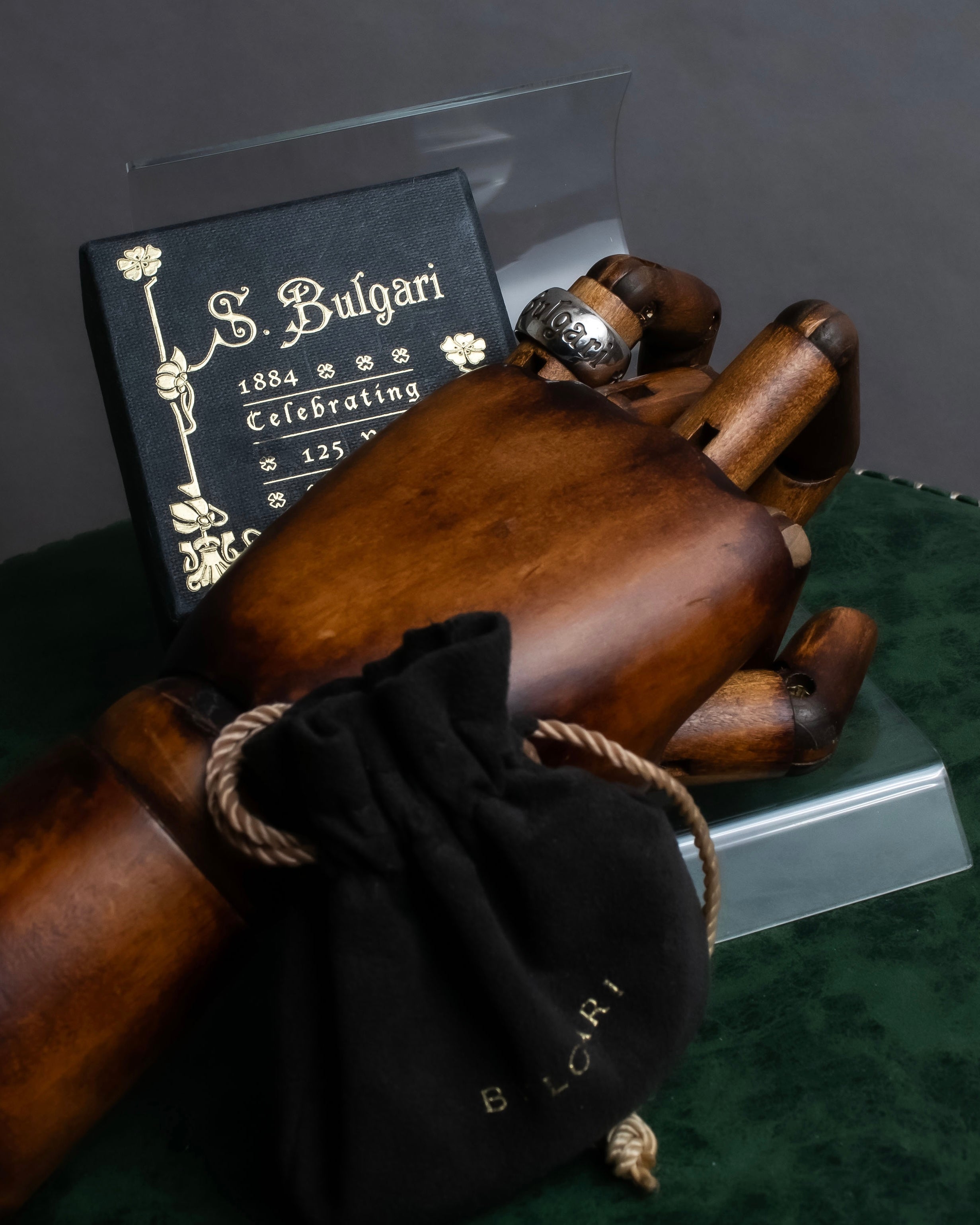 "BVLGARI" Save the Children series logo engraved silver ring