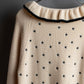 "Christian Dior" Star print frill detail cable knit tunic pullover