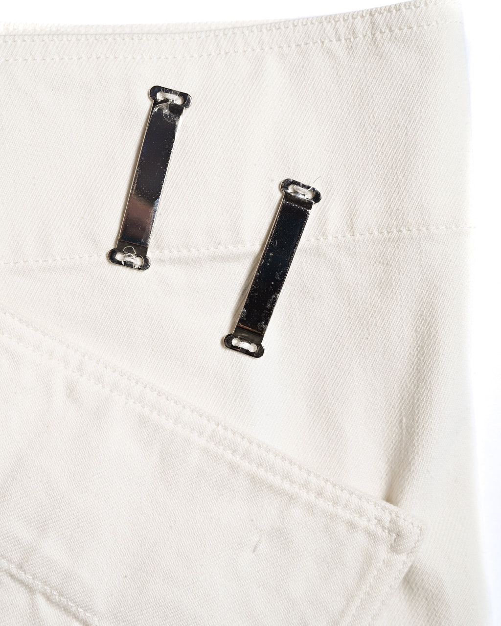 CÉLINE by Phoebe Philo/ Metal Hook Detail Denim Wrap Skirt White