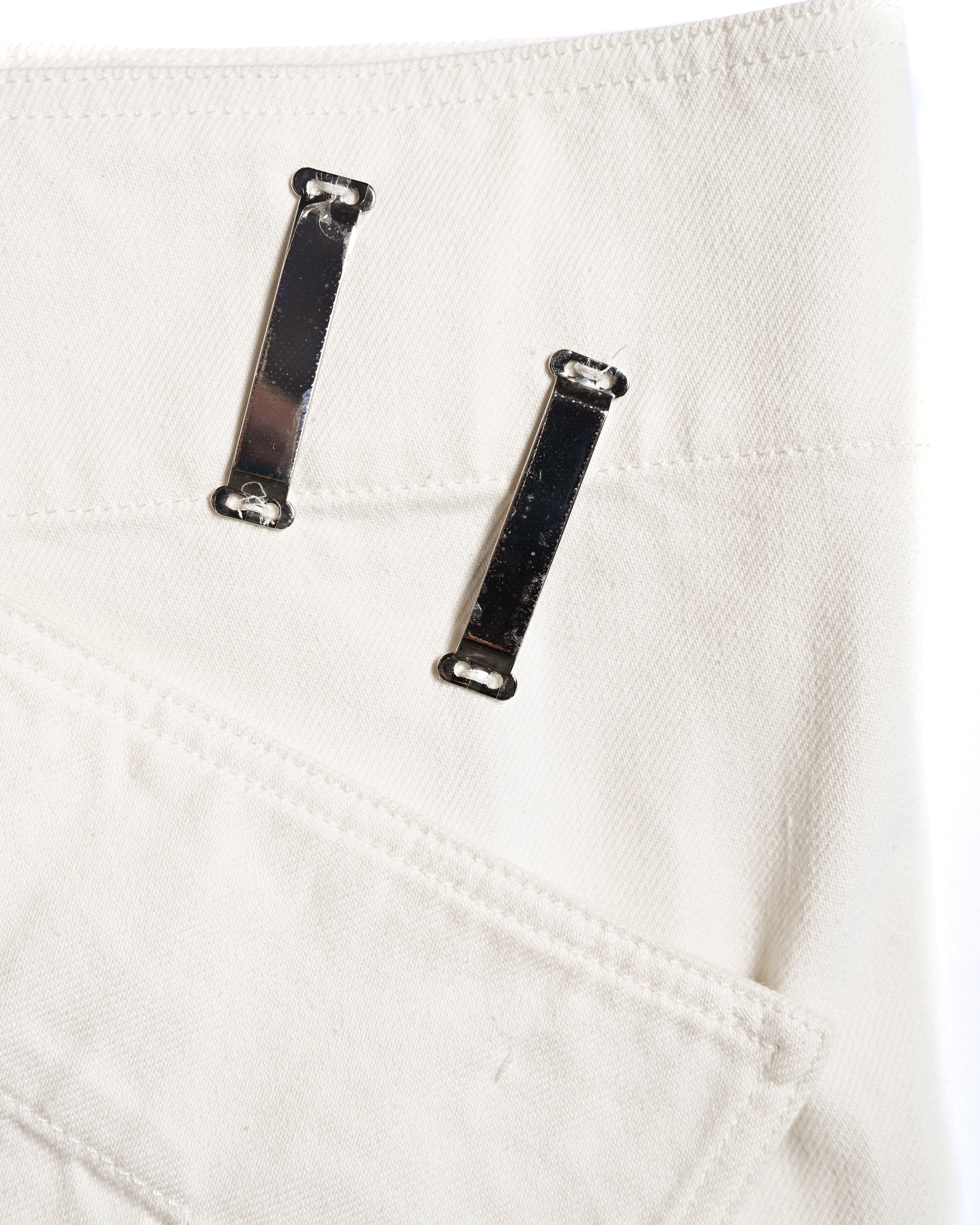 CÉLINE by Phoebe Philo/ Metal Hook Detail Denim Wrap Skirt White