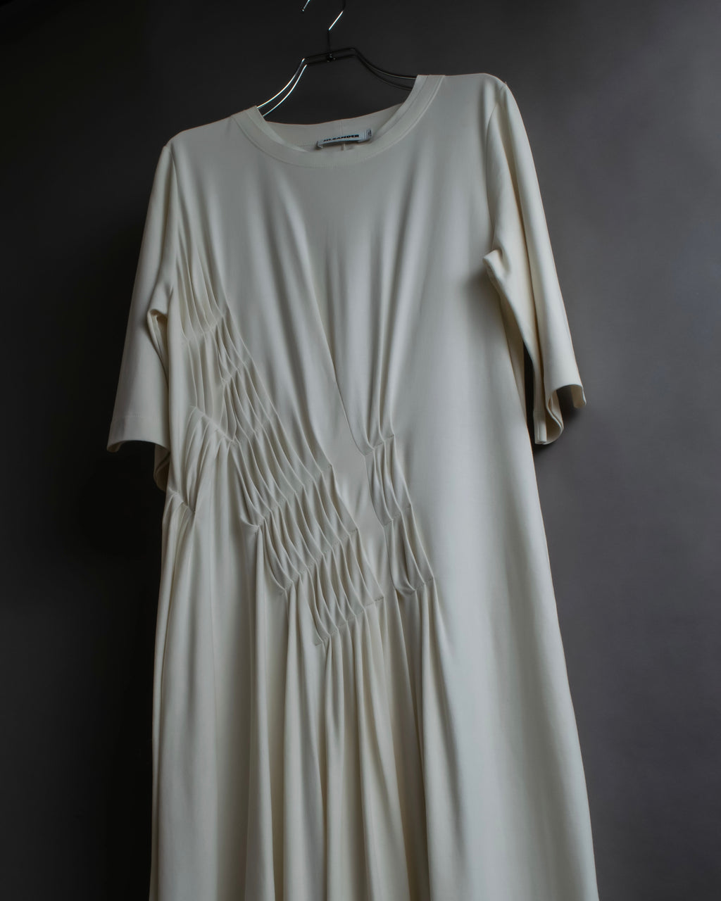 "JIL SANDER" Asymmetrical tuck gather detail long dress