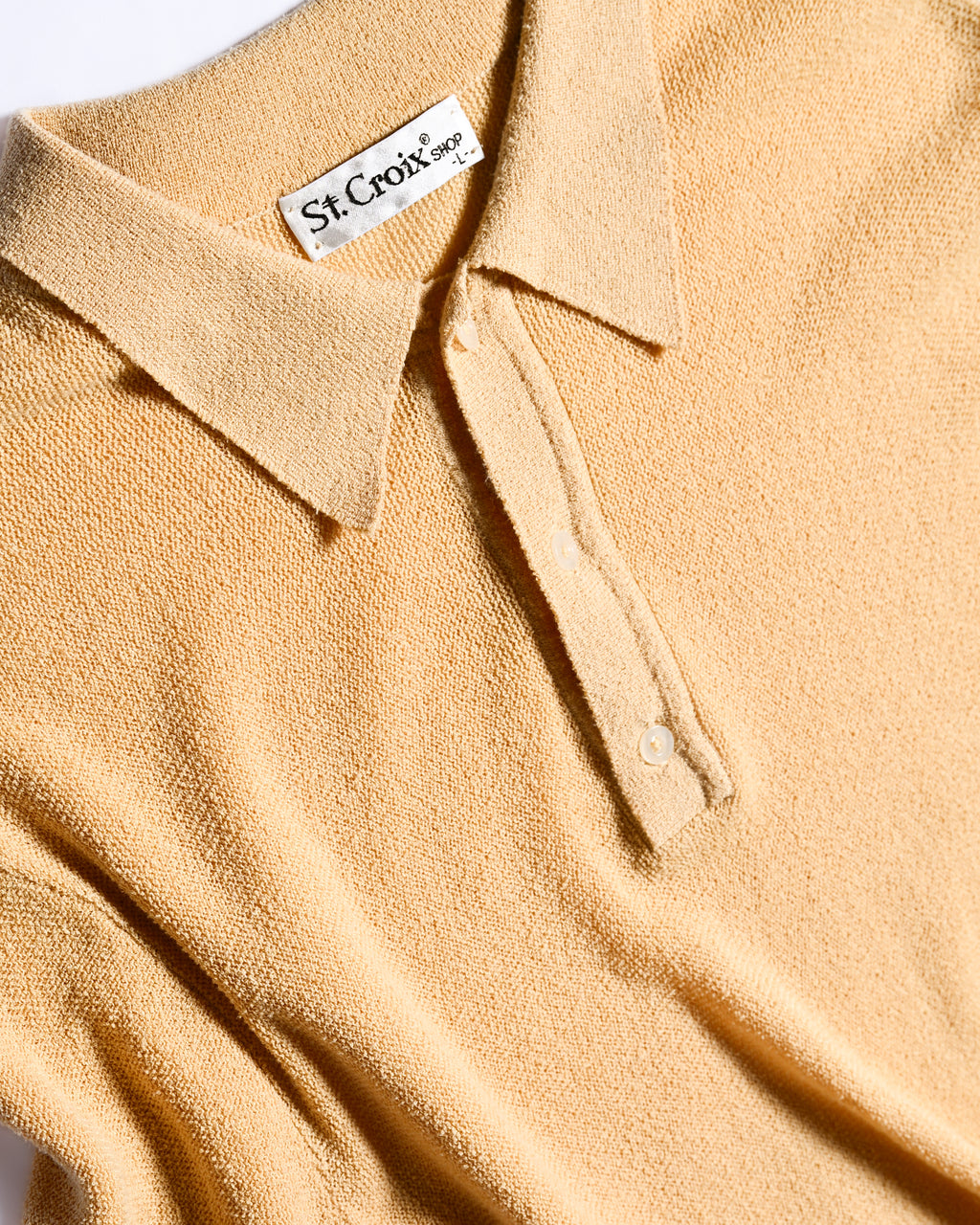 VINTAGE/ Relax Sized Summer Knit Polo Shirt Yellow