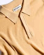 VINTAGE/ Relax Sized Summer Knit Polo Shirt Yellow