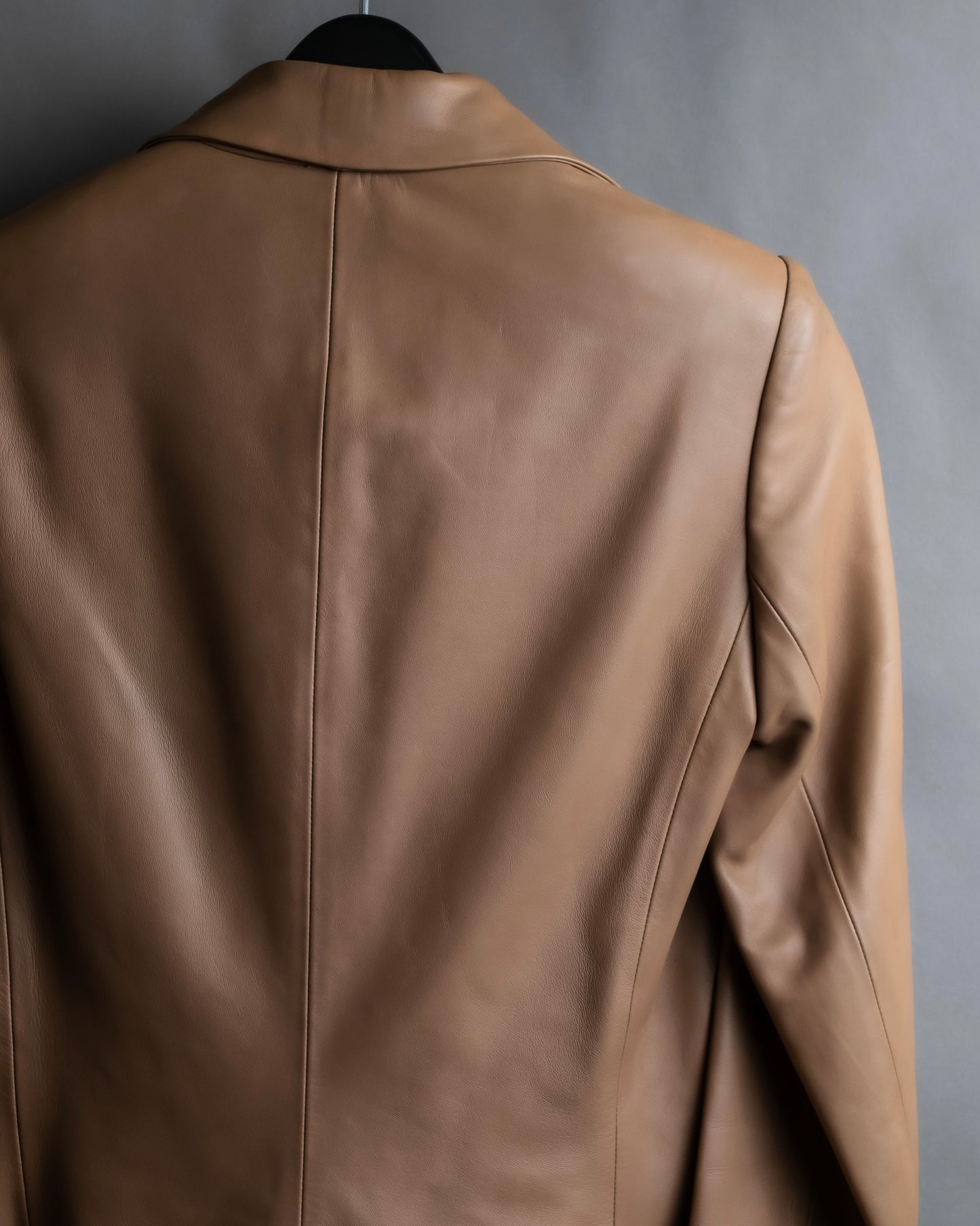 "LOEWE"  Camel brown leather tailored jacket