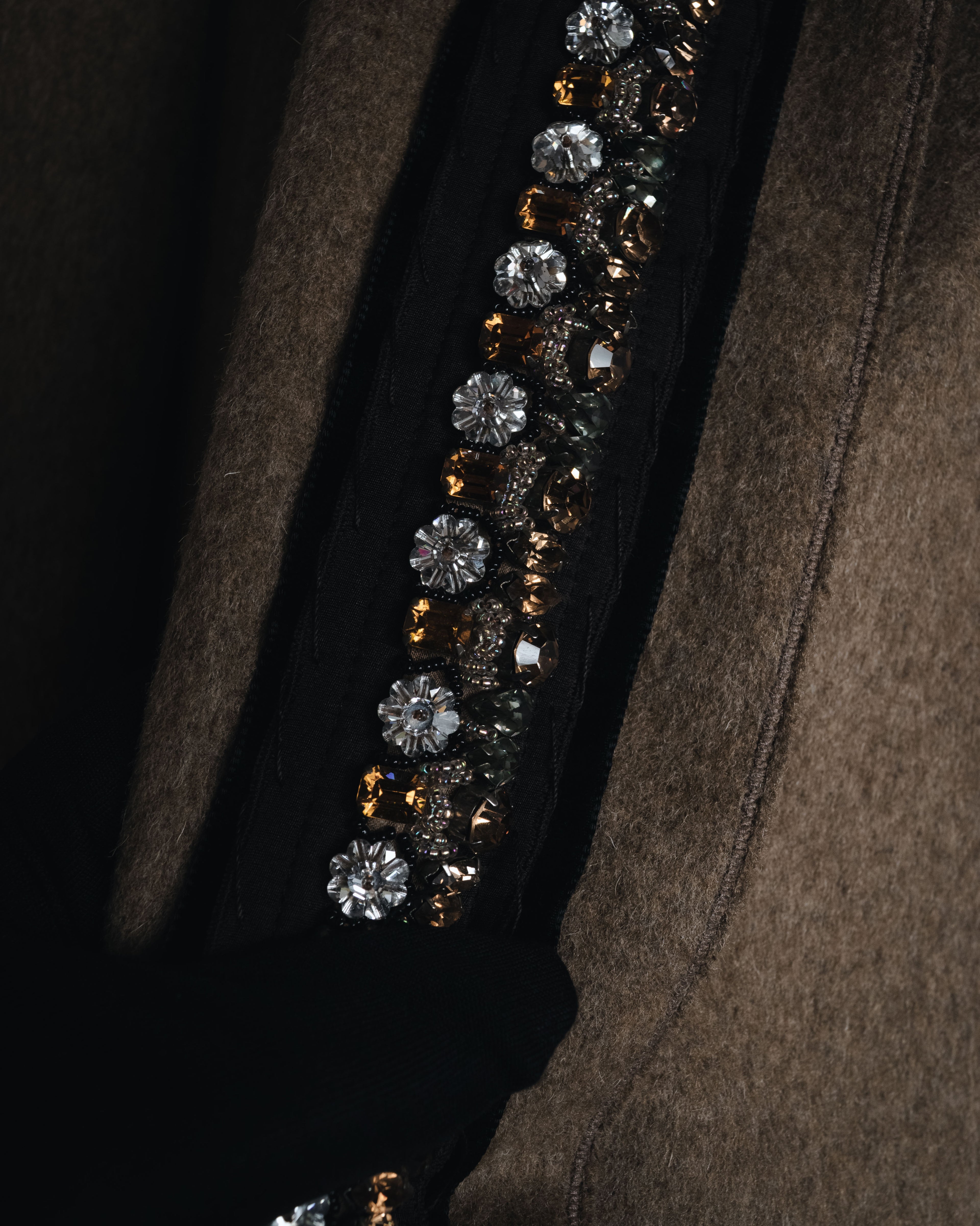 "PRADA" 90’s-00’s embellished fur-collar stretch tech coat