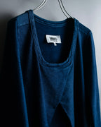 “MM6” front cut designed dennim long pull over