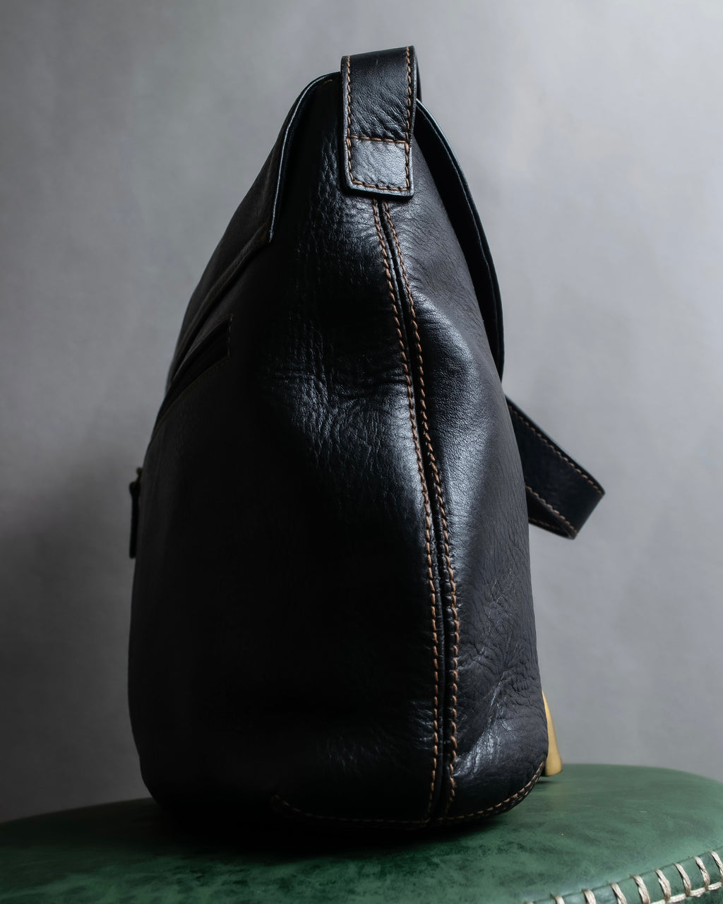 "Ralph Lauren" Saddle＆stirrup motif grained leather shoulder bag