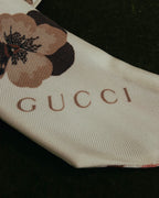"GUCCI" 00's-10's Floral and striped silk neck bow scarf
