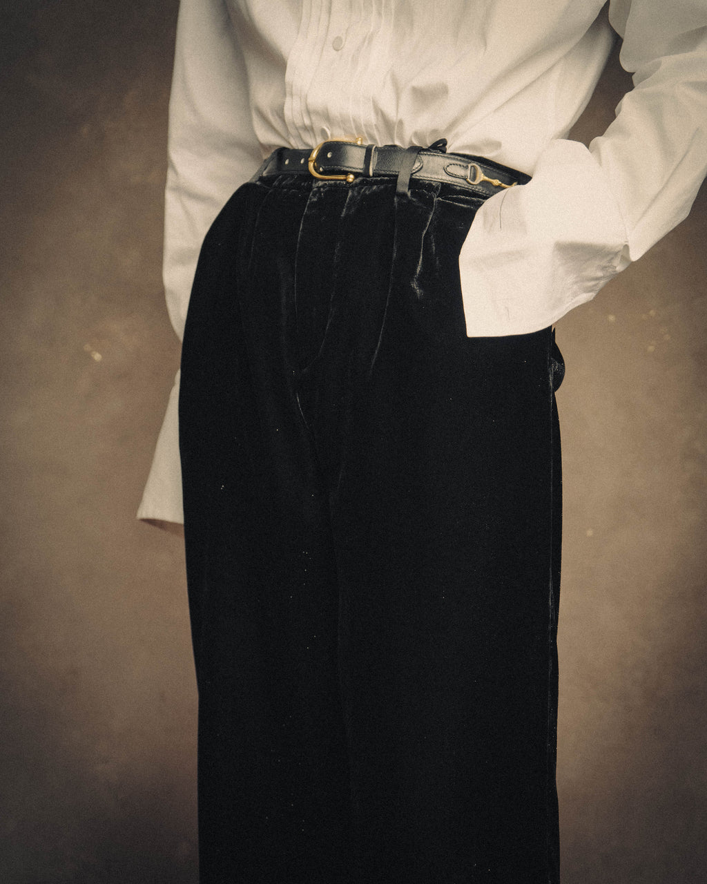 -SPECIAL- “SAINT LAURENT” 2016’s- lamé velvet tuxedo trousers