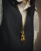 -SPECIAL - “CHANEL” 70’s-80’s Gripoix glass cabochon charm sautoir necklace