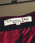 -SPECIAL- "Christian Dior" 80's-early 90's Burgundy velvet pleated skirt