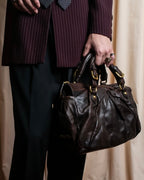 "MIU MIU" Tuck pleat design leather hand bag