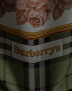 "BURBERRYS" Rose motif layered check pattern silk scarf
