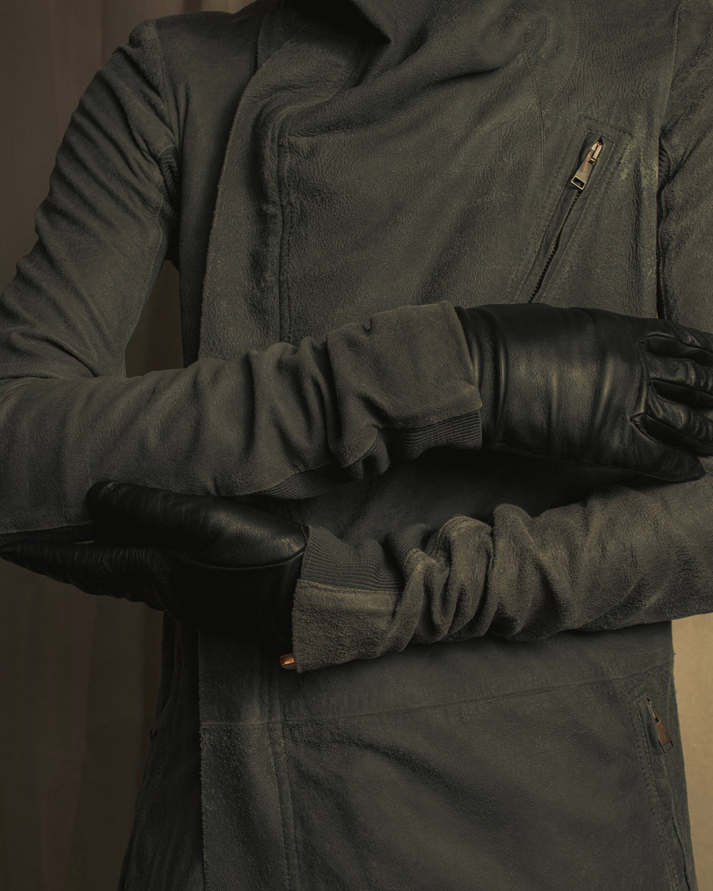 -SPECIAL- "Rick Owens" 13AW Ribbed leather zip-up jacket