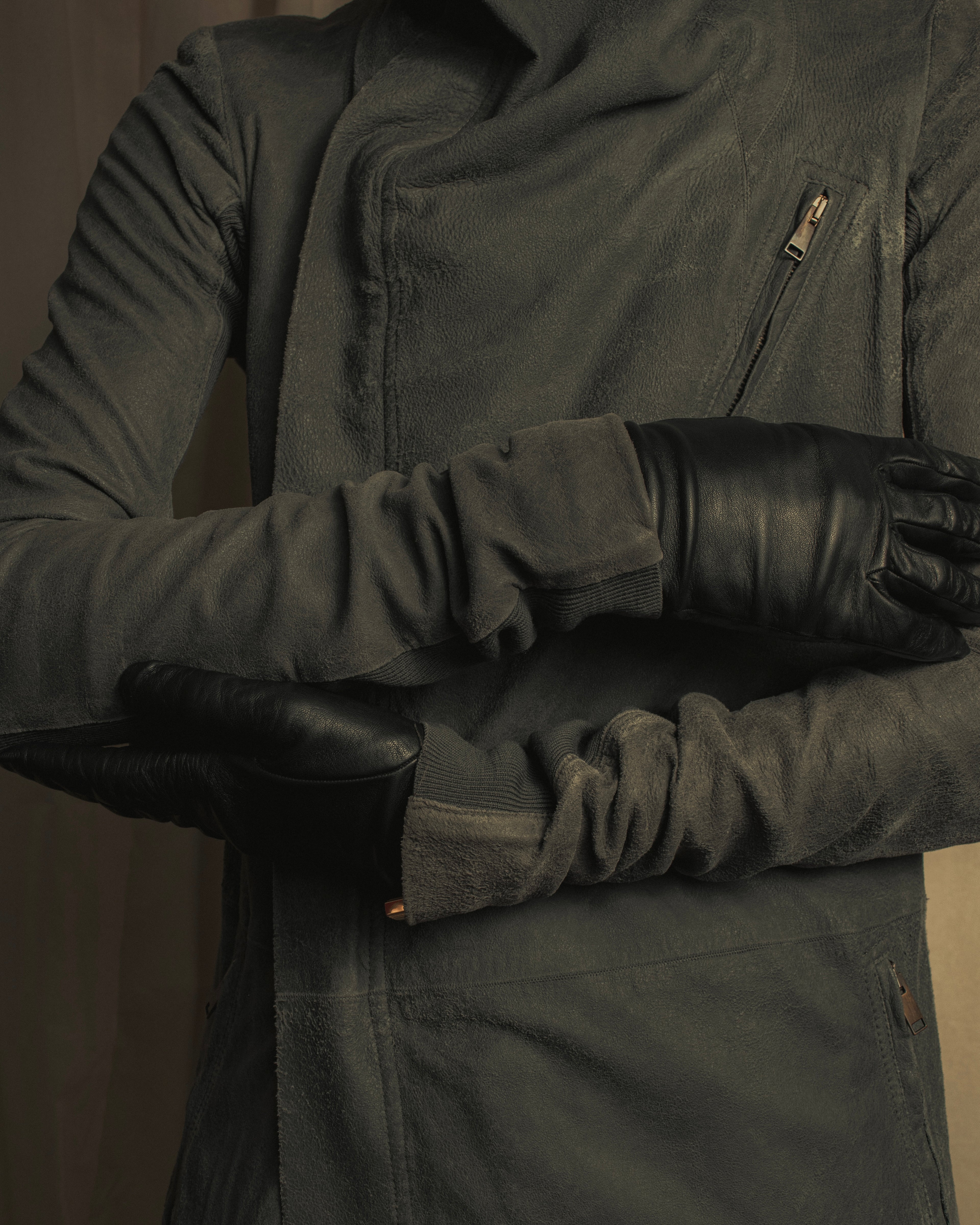 -SPECIAL- "Rick Owens" 13AW Ribbed leather zip-up jacket