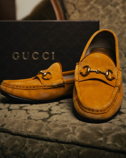 "GUCCI" 10's Camel suede horsebit loafers