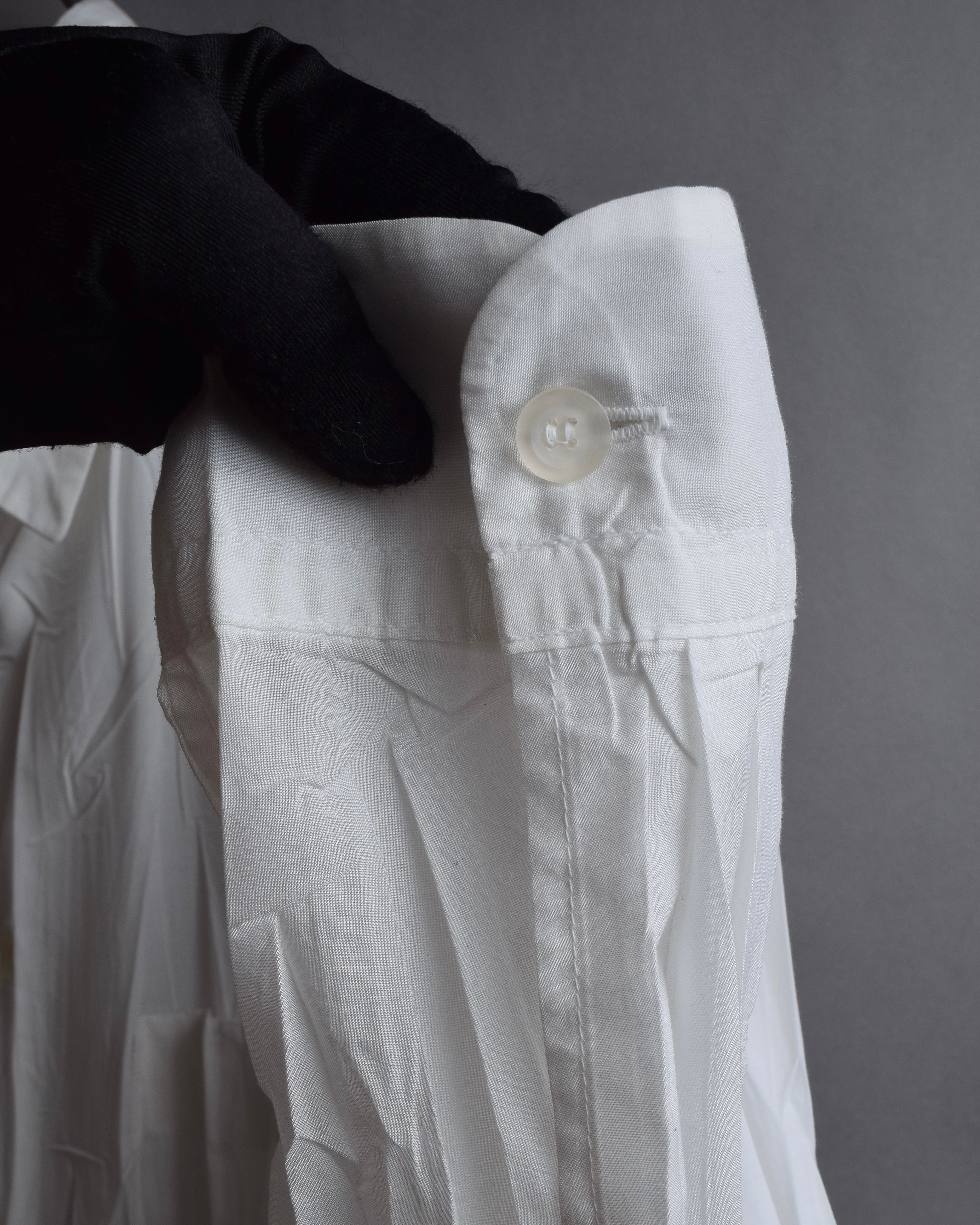 "ISSEY MIYAKE" Pleated design polyester long shirt