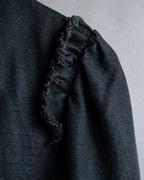 "vanessa bruno" Lace fringe design drawstring cotton linen shirt dress