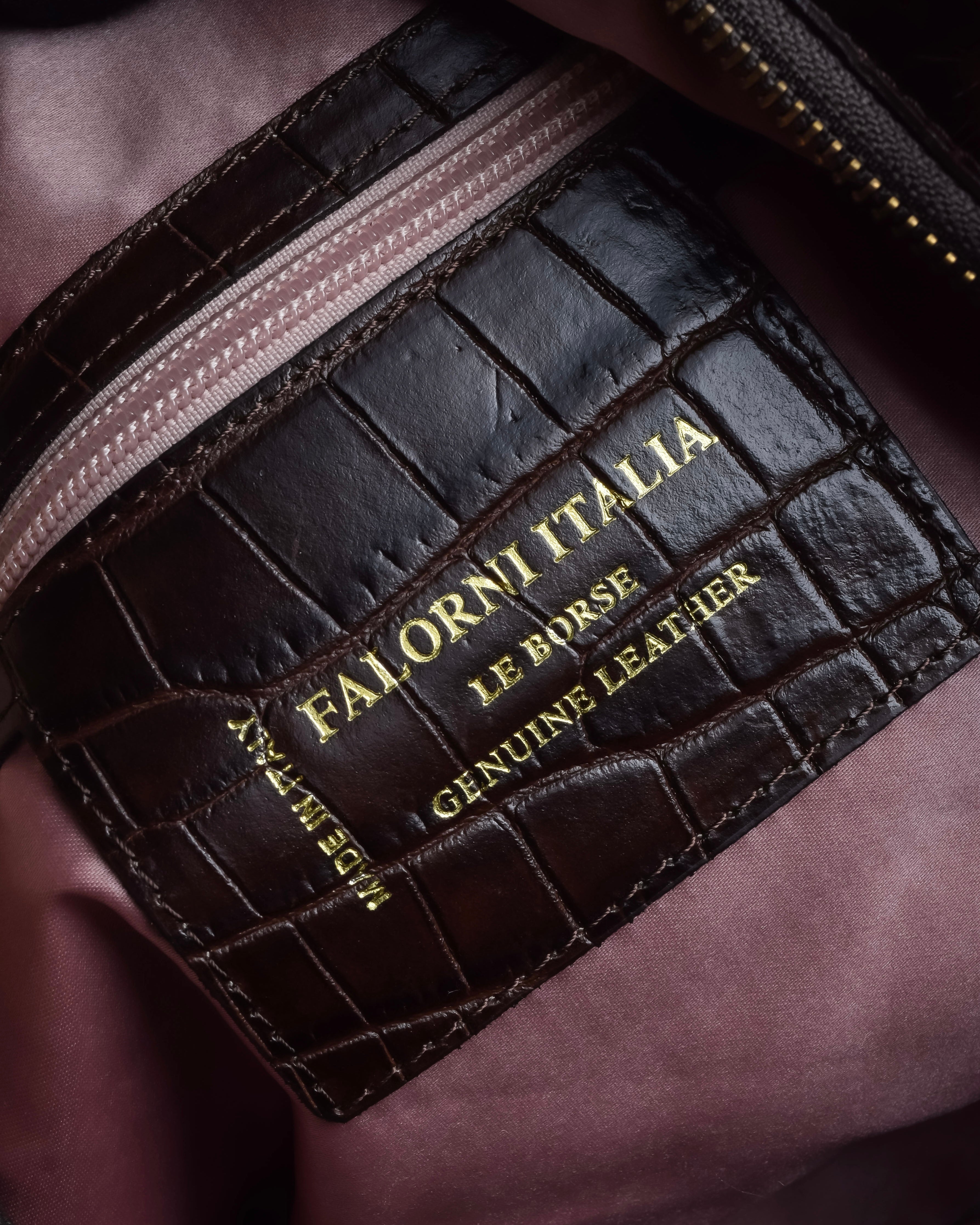 "FALORNI ITALIA LE BORSE" Mink fur leather combination design bag