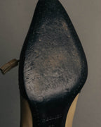 "HERMÈS" 80's-90's Classic bi-color leather tassel brogue pumps
