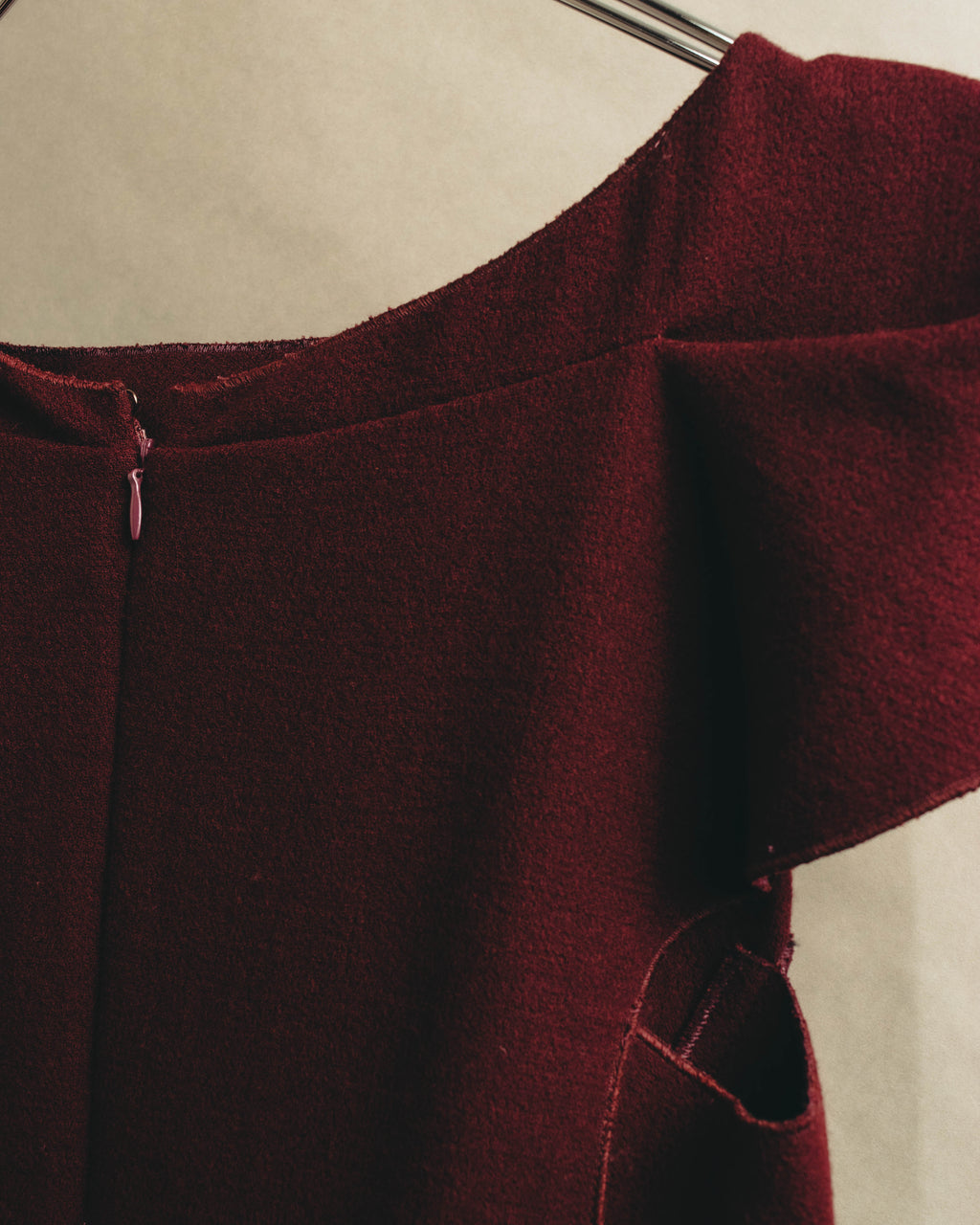 “BOTTEGA VENETA” 10’s Sculptural flutter sleeve wool dress