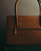 “GIOVANNI VALENTINO” Structured ostrich top handle bag