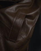 -SPECIAL- "LOEWE" 80’s Military detail stencil leather coat