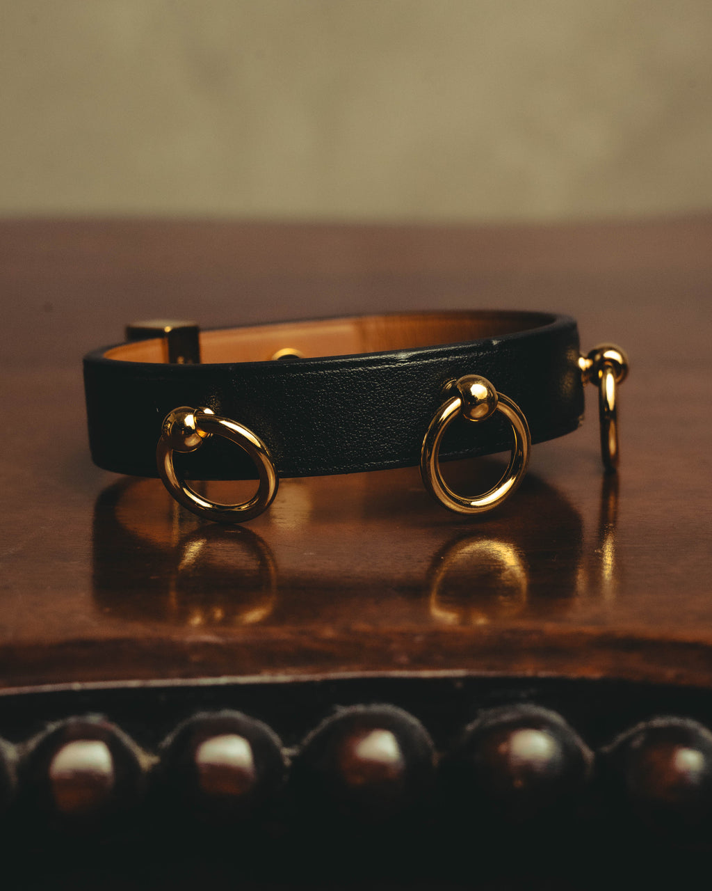 –SPECIAL– “HERMÈS” 10’s Mini dog anneaux triple ring leather bracelet