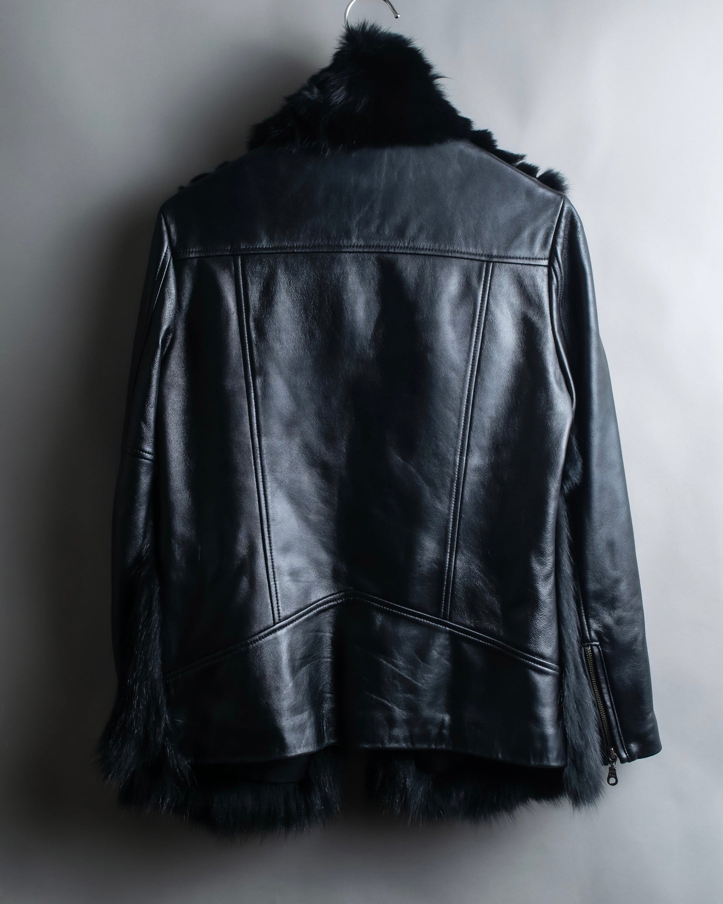 "MOLOKO BAR" Real fur docking leather jacket