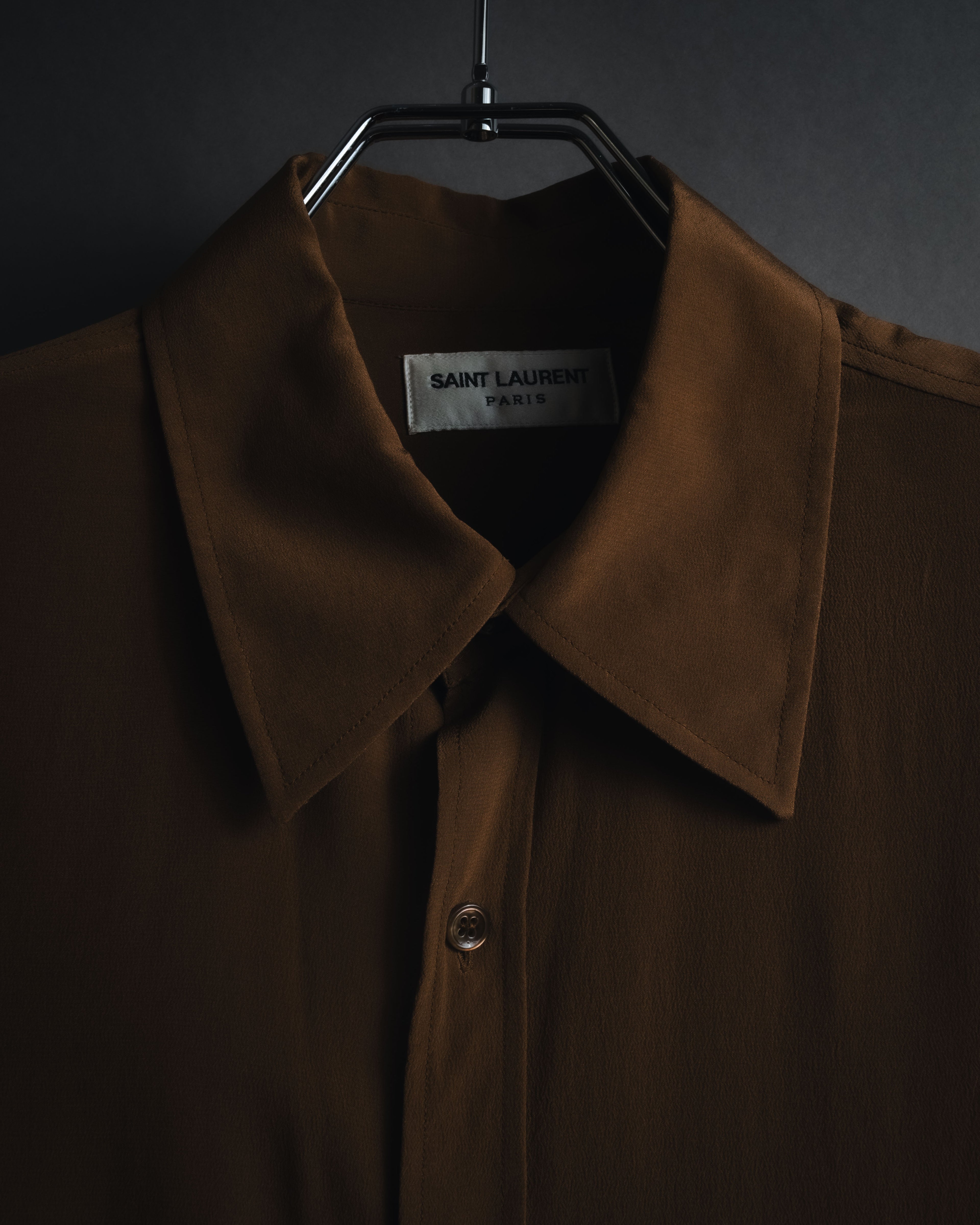"SAINT LAURENT" 2021AW silk crepe de chine french-cuff shirt