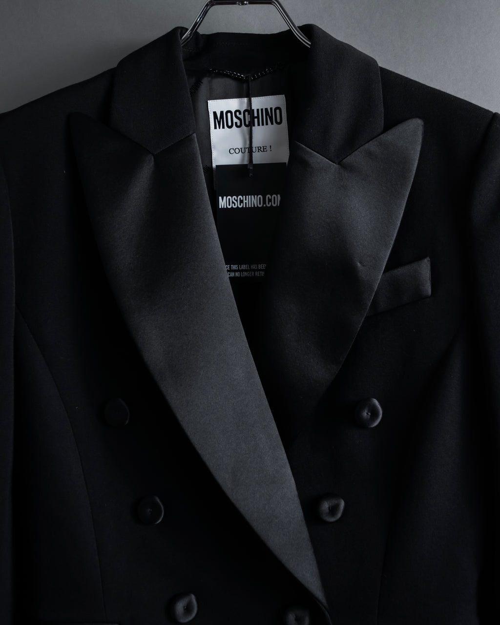 “MOSCHINO” Satin lapel double-breasted tuxedo jacket
