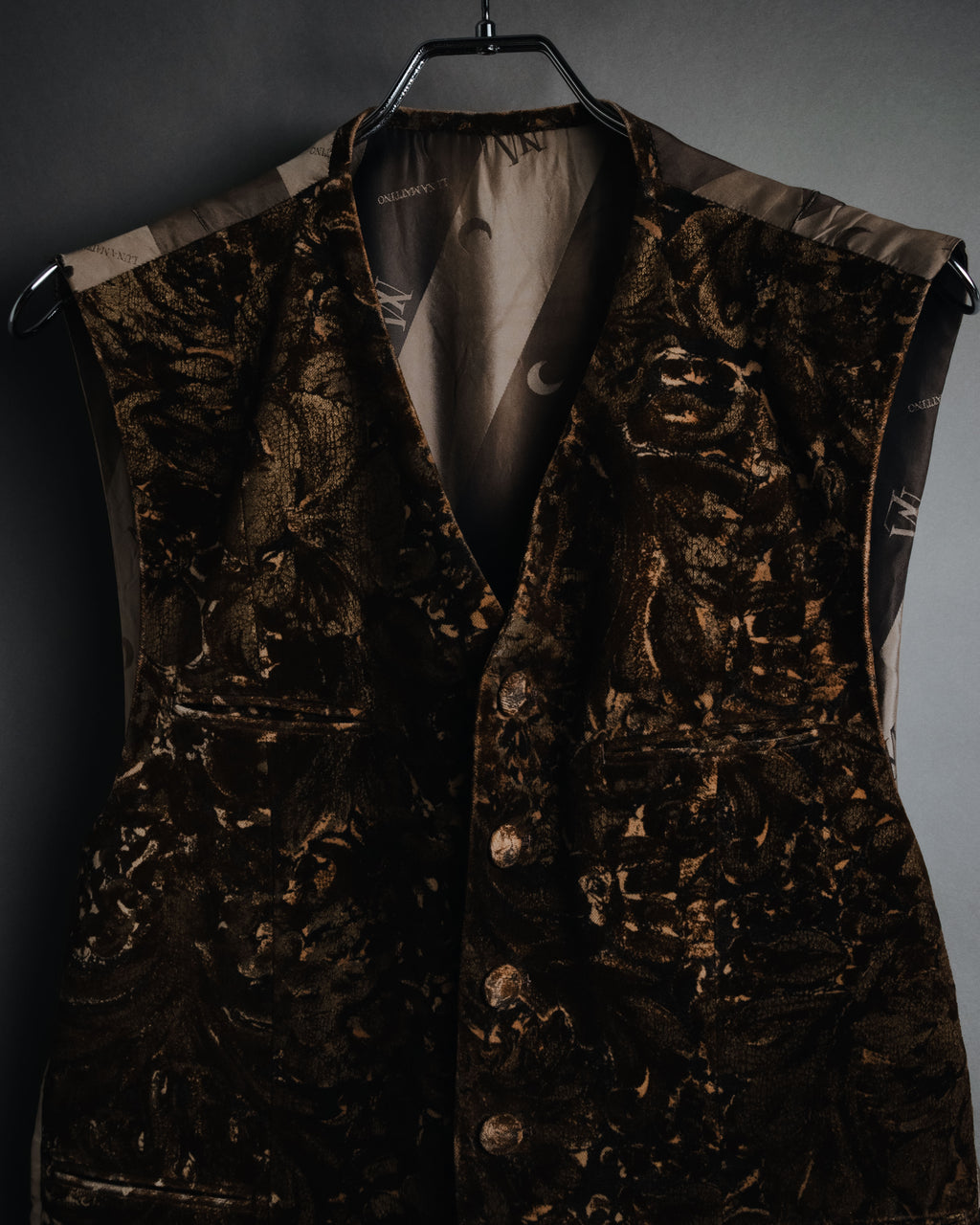 "LUNA MATTINO" 90’s Crushed velvet pointed hem vest