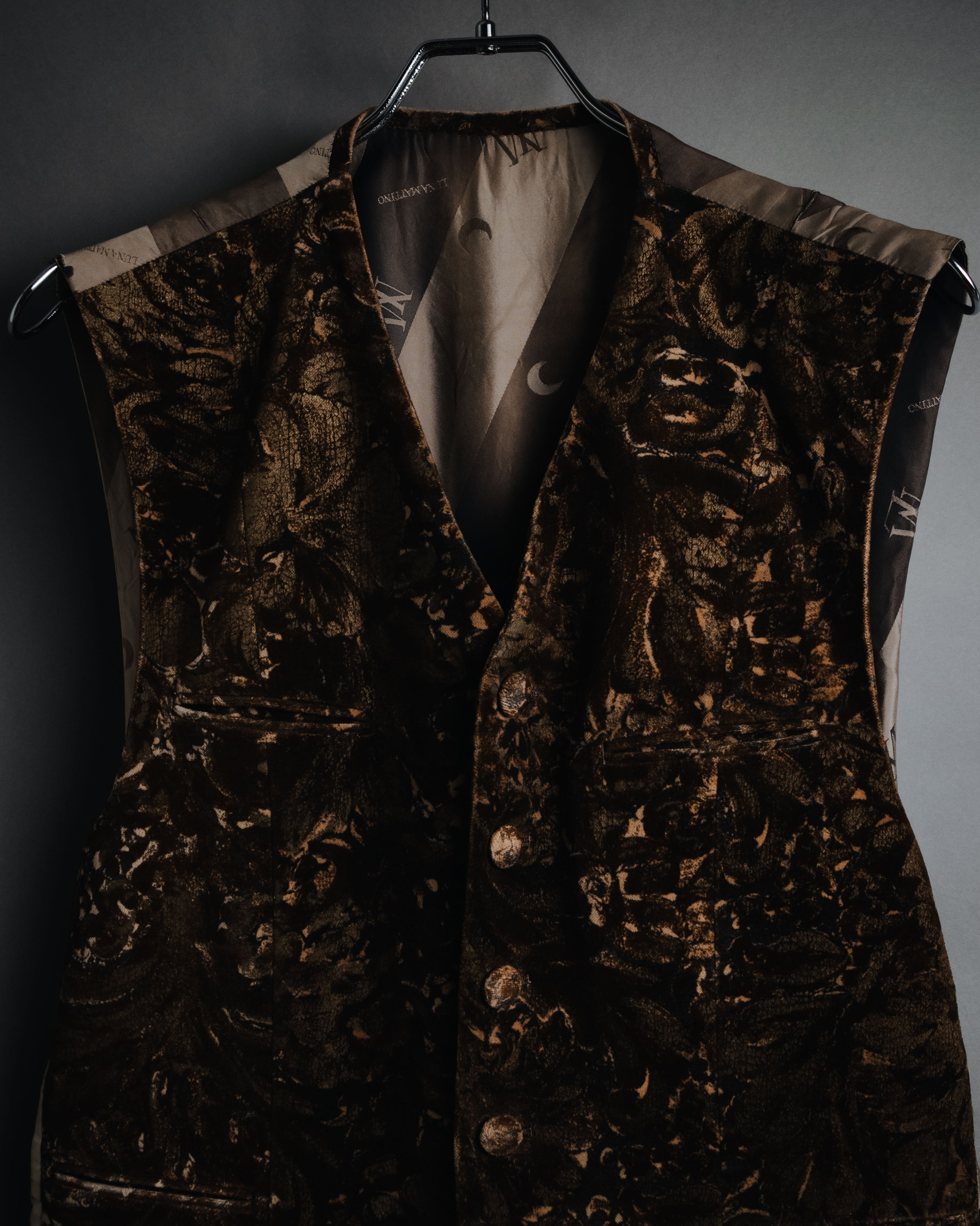 "LUNA MATTINO" 90’s Crushed velvet pointed hem vest
