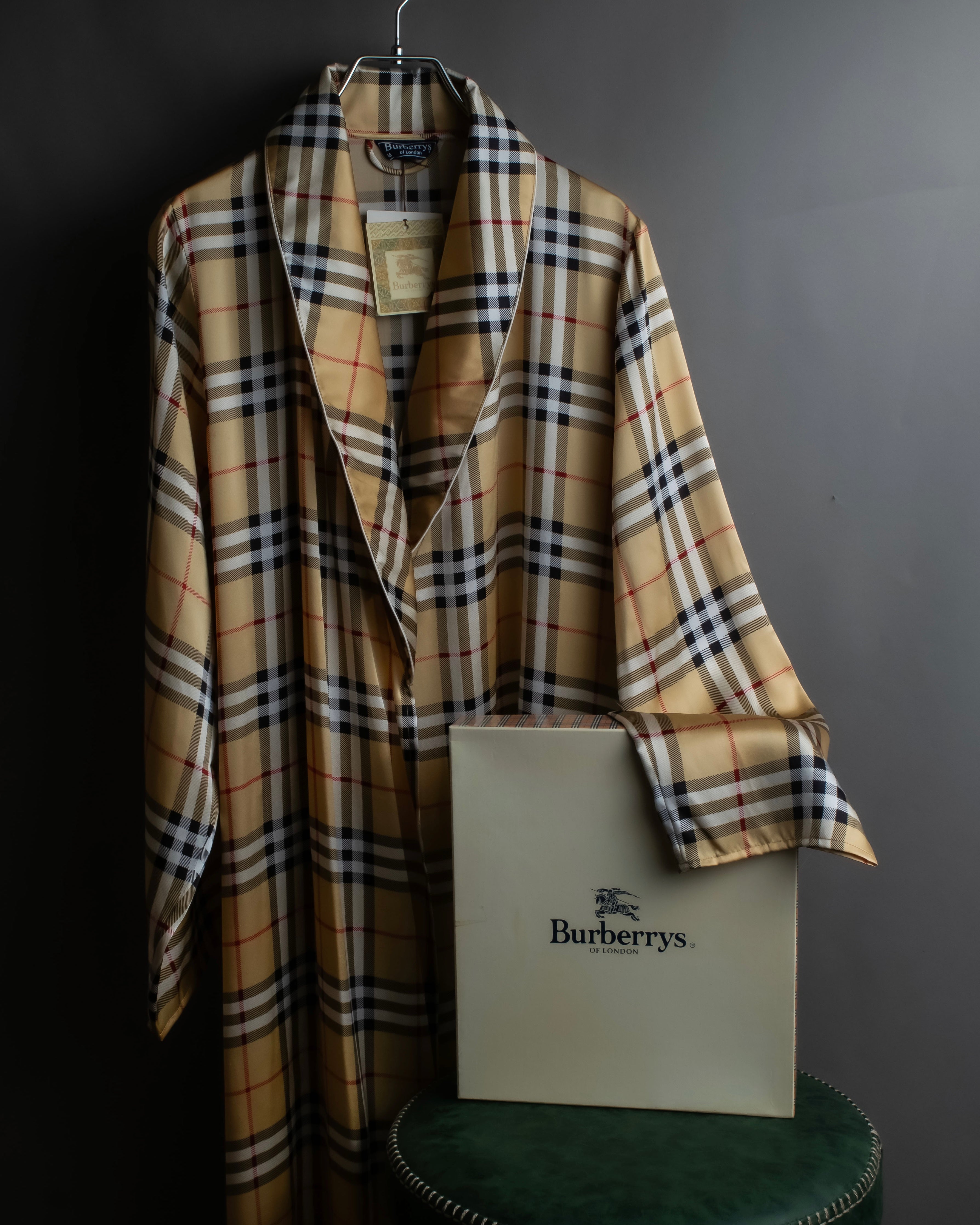 "BURBERRYS" Nova check maxi length silk gown coat