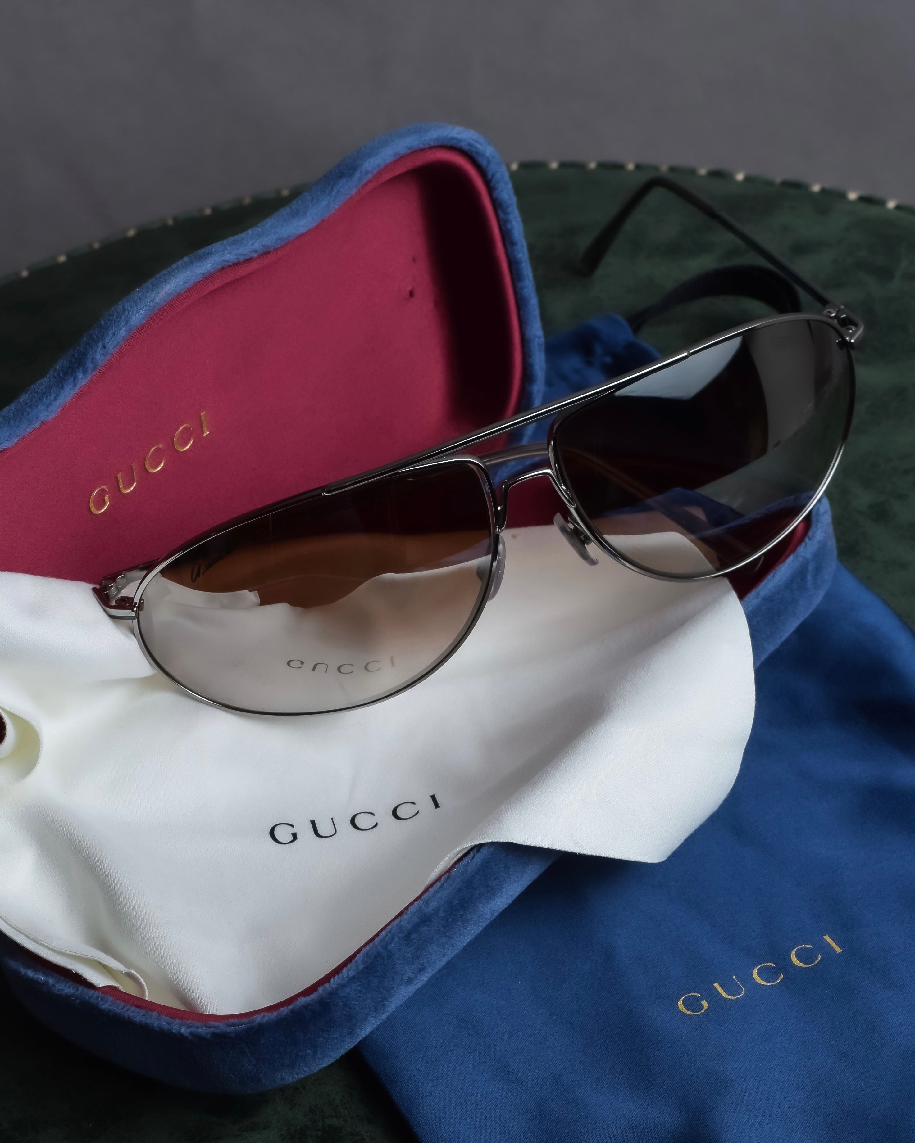 "GUCCI" Metal aviator teardrop frame sunglasses