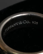 "Tiffany&Co" Notes series cursive logo engraved silver ring